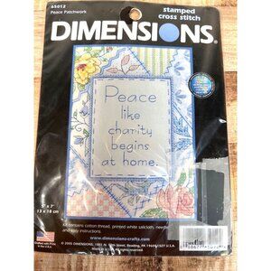 Dimensions Peace Patchwork Stamped Cross Stitch Kit Cotton Thread & Sailcloth